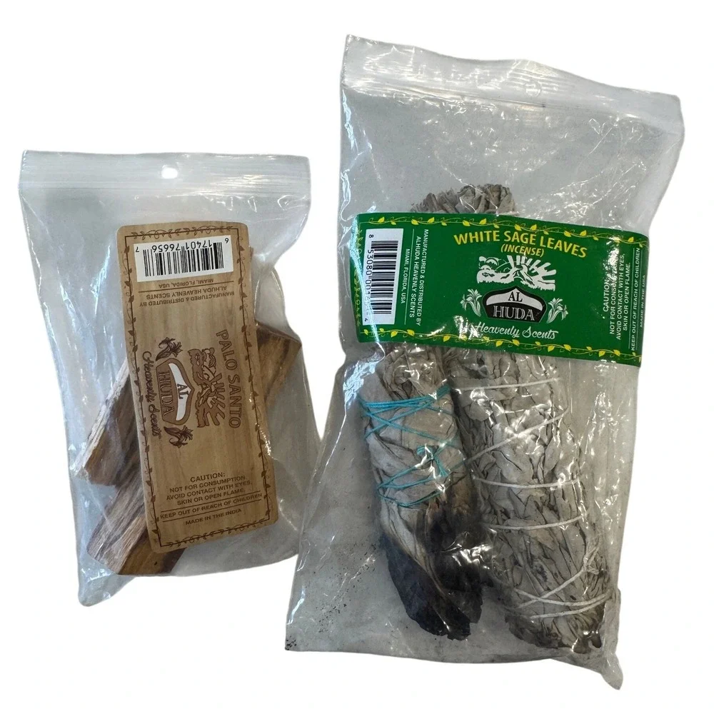 Al Huda Heavenly Scents White Sage Smudge Sticks and Palo Santo Wood Incense Set